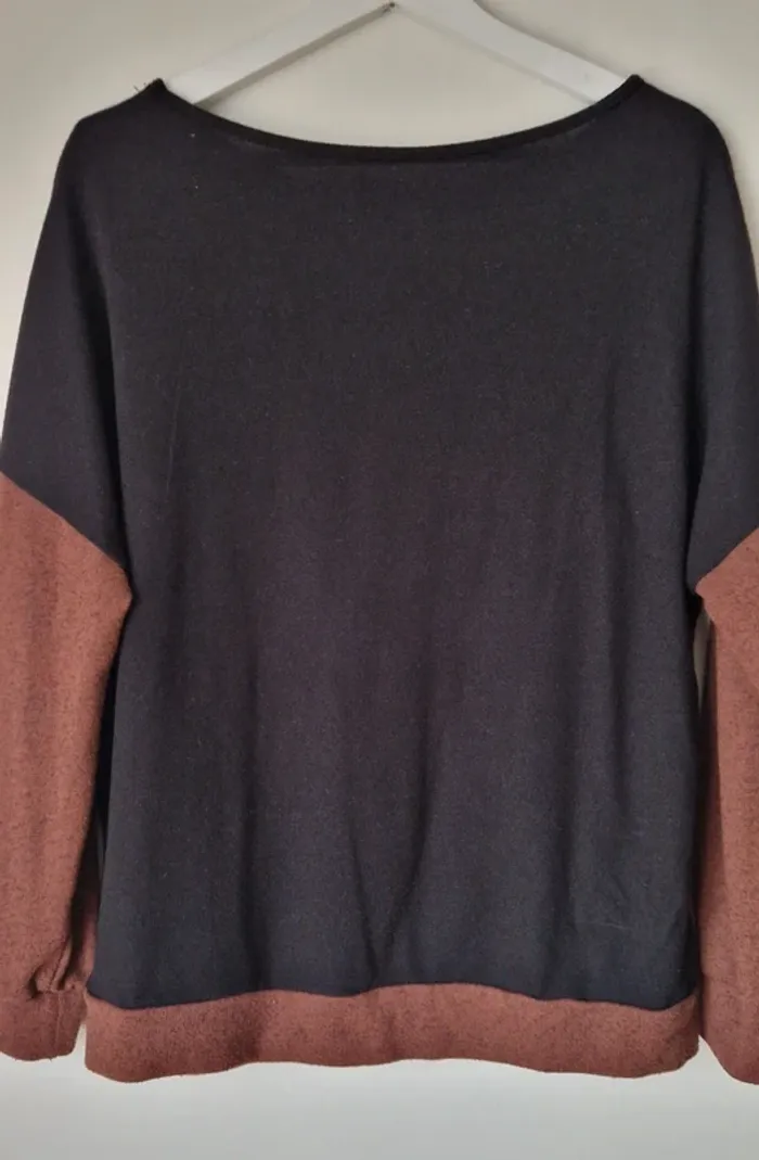 Sweat noir/marron dentelle - photo numéro 3