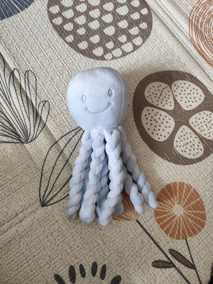 Pieuvre Nattou bleu clair et blanc N1 doudou - photo numéro 2
