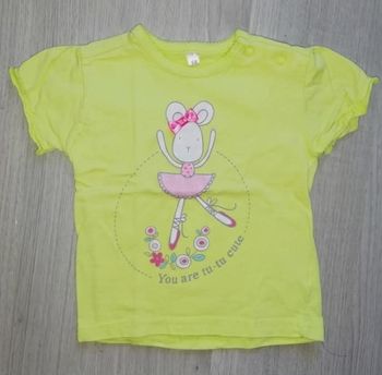 T-shirt Jaune Néon "You are Tu-Tu Cute" Bunny Ballerine - 6 mois
