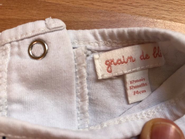 Joli T-shirt MC blanc T. 12 mois/74 cm Grain de Blé TBE - photo numéro 4