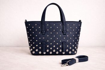 🖤 Sac cabas bleu marine à clous – Grand format – Neuf
