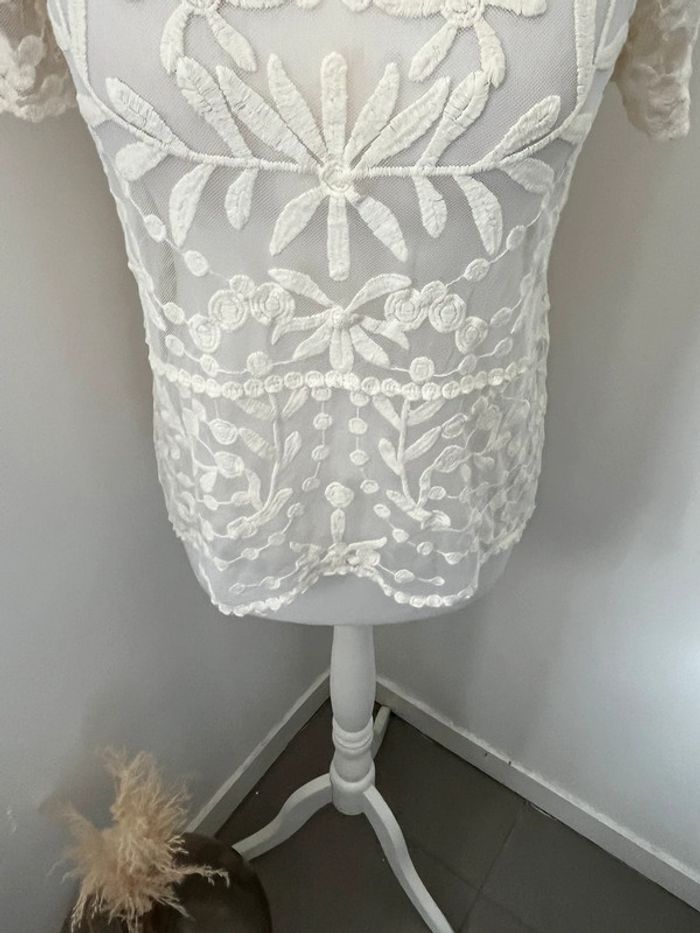 Blouse dentelle blanche Zara S - photo numéro 2