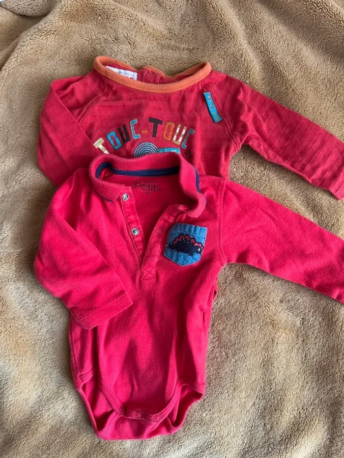 Lot de 2 bodies 3 mois rouges la compagnie des petits