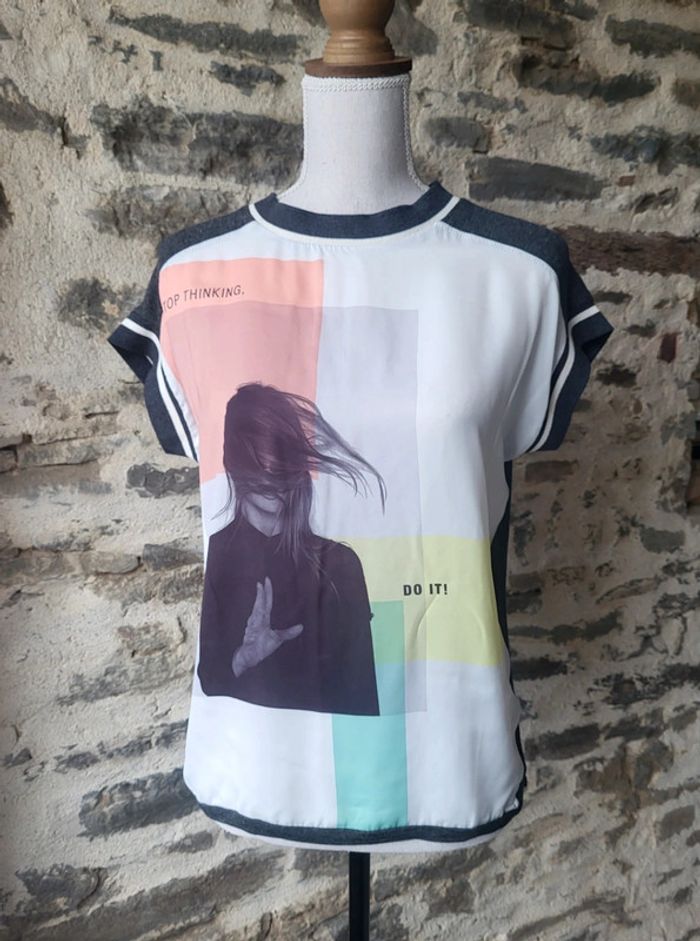 T-shirt Zara visage femme look y2k 2000's Taille M ou 38