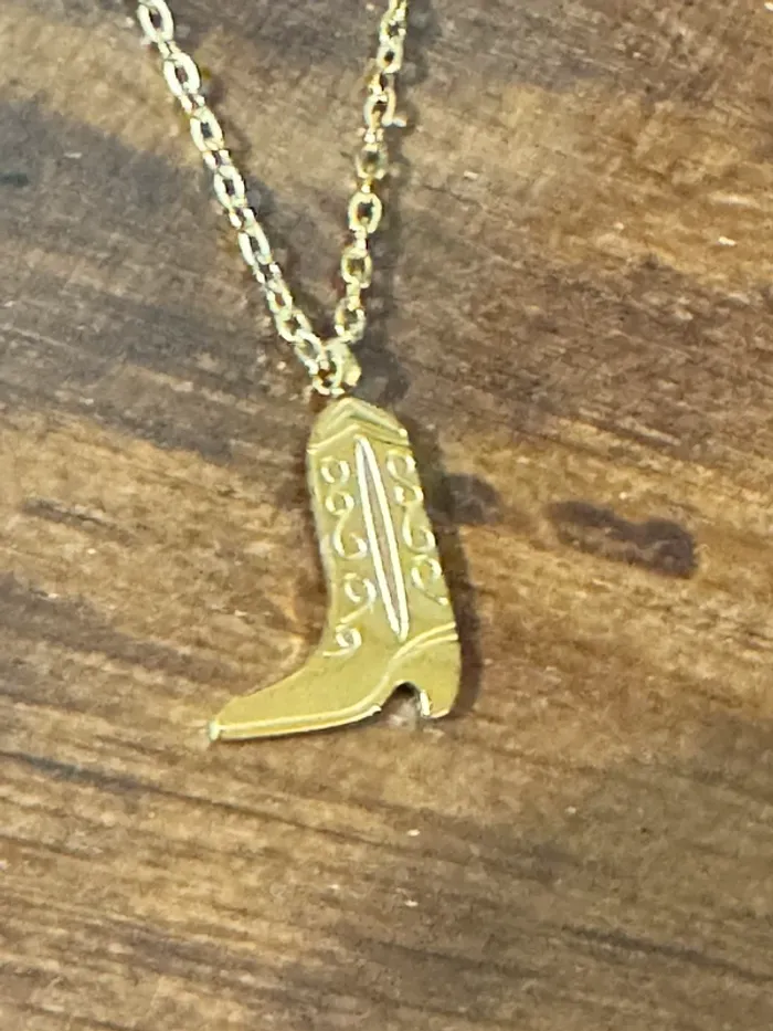 Collier chaîne réglable acier inoxydable or pendentif Santiag petit créateur - photo numéro 2