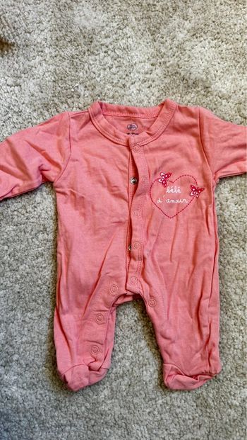 Pyjama coton rose Mots d’enfants– 1 mois