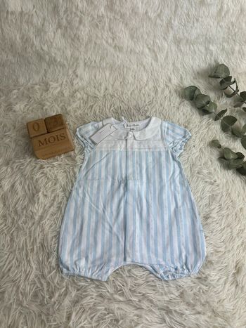 Combicourte bleu ciel Tartine et chocolat taille 3 mois