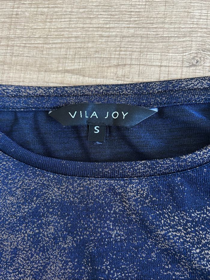 Blouse bleue marine et dorée Vila Joy taille S comme neuve - photo numéro 10