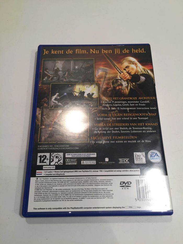Boite seule néerlandais jeu The lord of the rings console playstation 2 ps2 #A5 - photo numéro 3