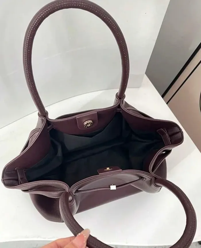 Sac à main large pour femme, neuf, couleur prune