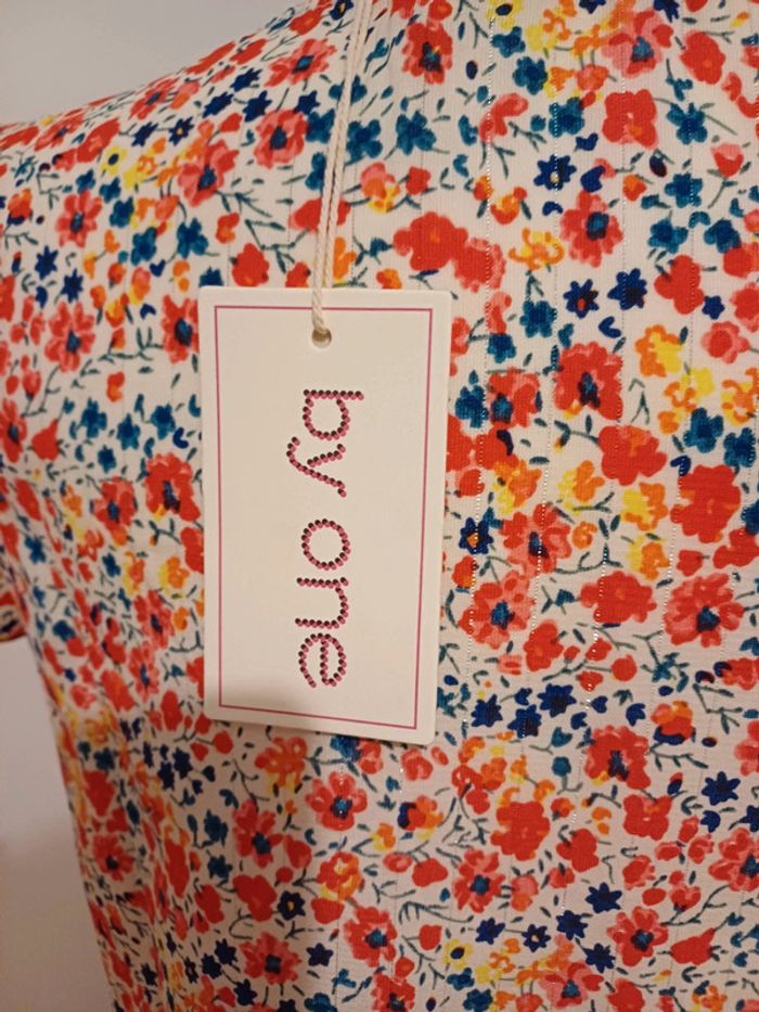 Blouse chic colorée fleurie neuve By One taille S/M 36/38 - photo numéro 8