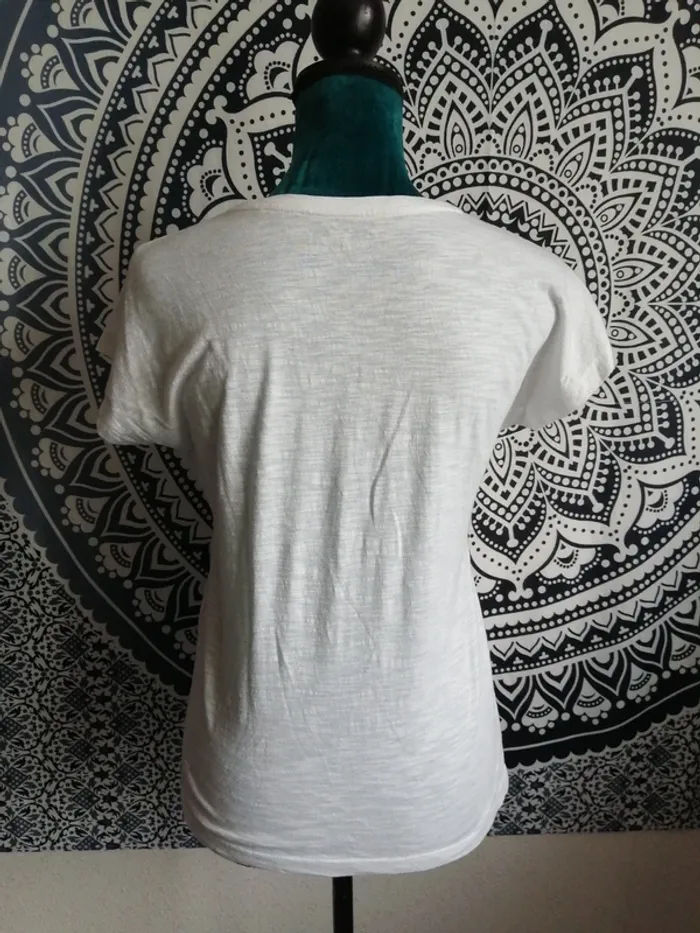 Tee-shirt blanc avec ballerines à paillettes / school rag / (S) - photo numéro 4