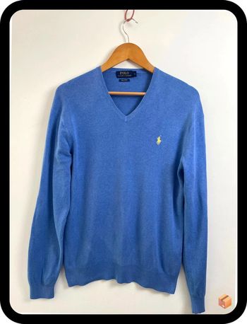👕 Pull Ralph Lauren – Taille S – Bleu – Logo cavalier jaune