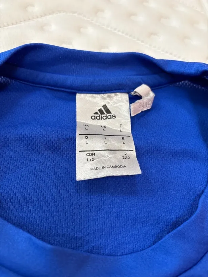 T-shirt de sport pour homme Adidas taille L bleu et jaune fluo - photo numéro 4