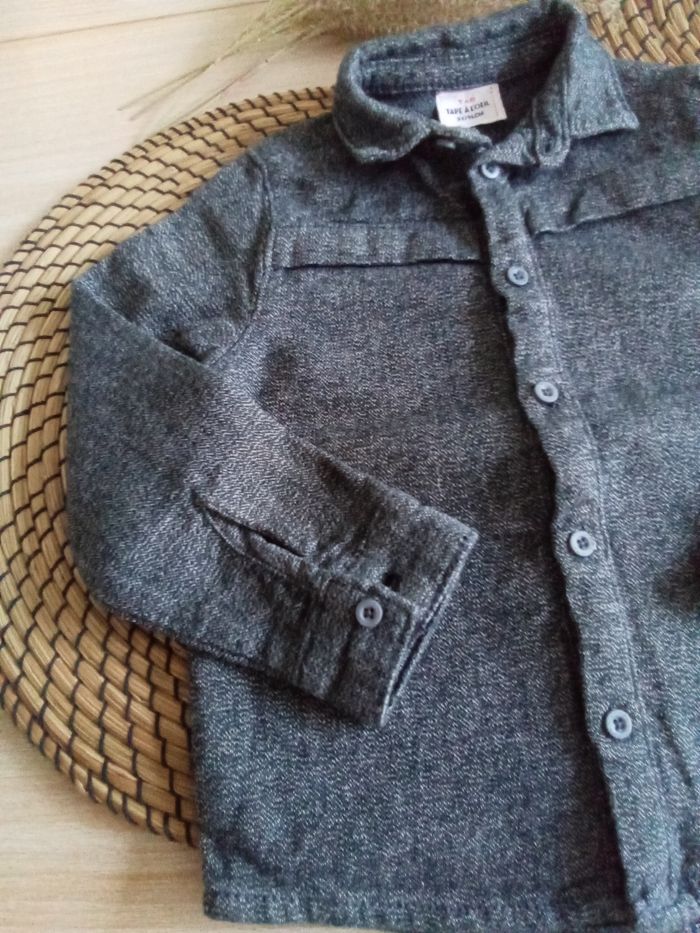 Chemise gris chiné manches longues Tape à l'oeil taille 3 ans - photo numéro 2