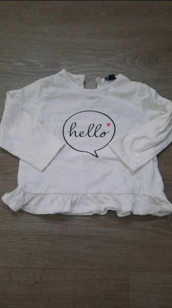 Tee shirt manche longue fille 18 mois blanc