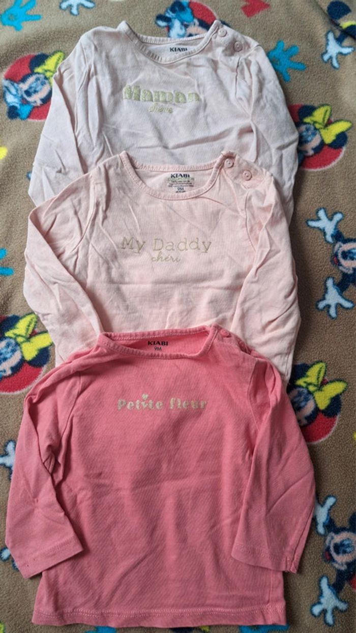 Lots de 3 T-shirt manches longues bébé 9mois