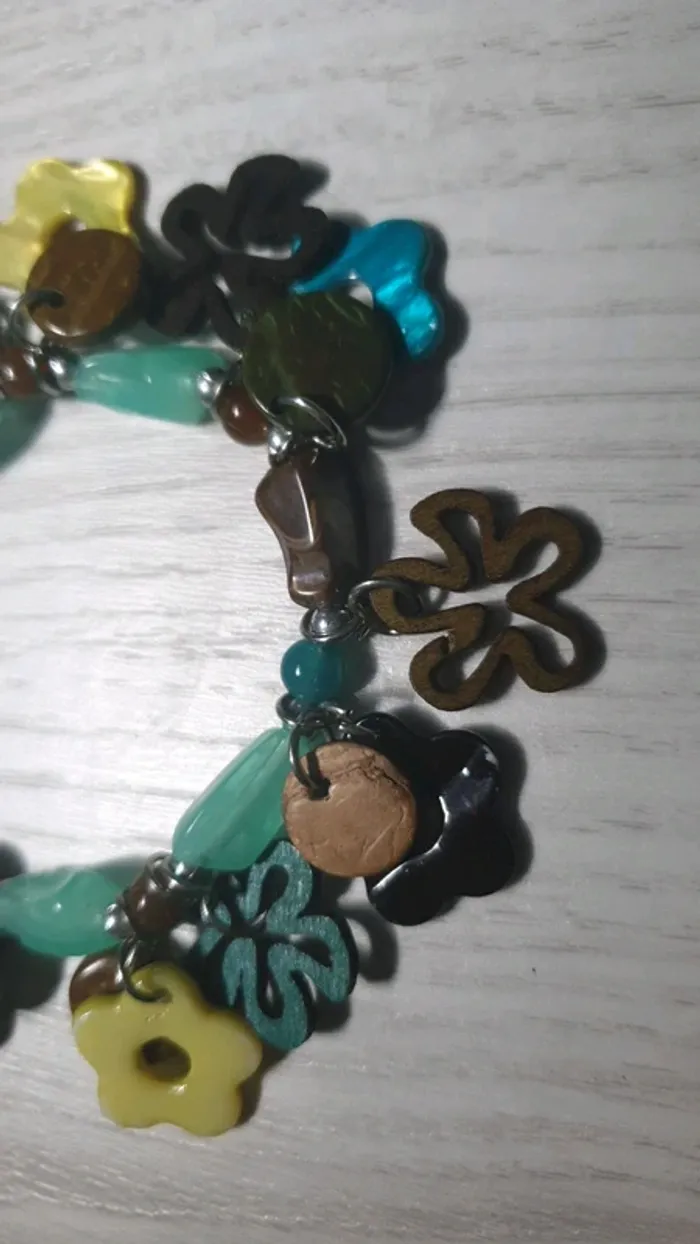 Bracelet vert eau marron - photo numéro 2