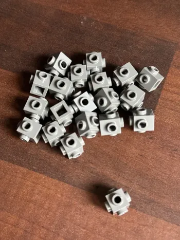 20 Brick Lego, Modified 1 x 1 with Studs on 4 Sides ref 4733 Dark Bluish Gray