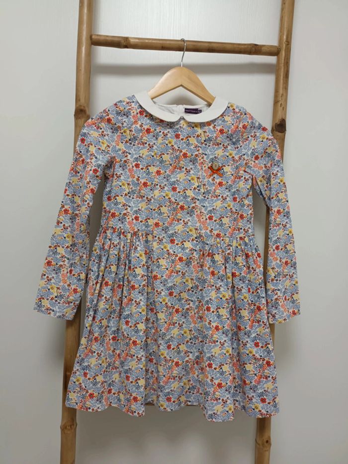 Jolie robe doublée en velours fleuri Liberty & col Claudine Sergent Major taille 11 ans