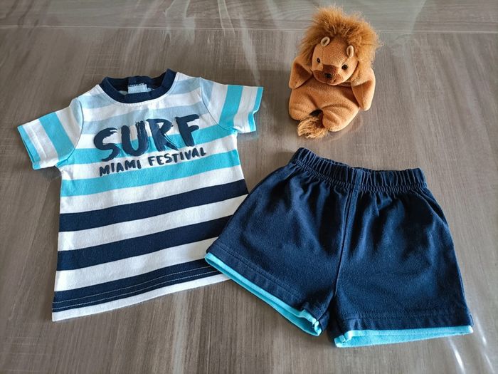Ensemble été T Shirt/ short bermuda Surf 3 mois