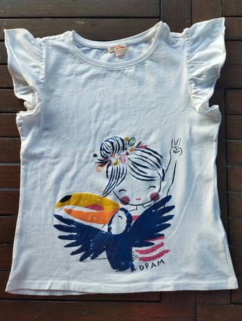 Beau petit tee shirt blanc la fillette au toucan