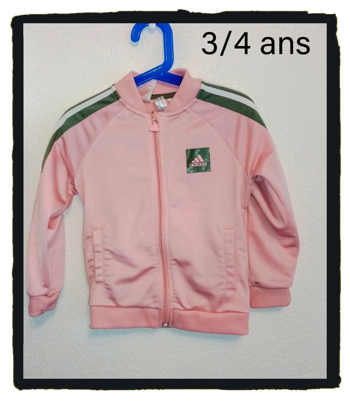 3/4 ans Adidas veste zippé rose et gris toutes saisons /Excellent état - photo numéro 12