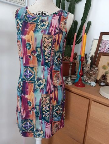 Robe viscose multicolore vintage taille 38