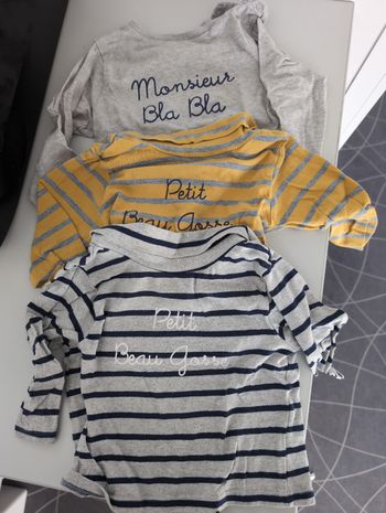 Lot 3 t-shirt bébé 12 mois Pommette