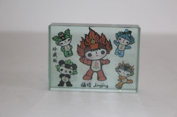 Beijing 2008 Mascotte Olympique Presse Papier en verre Collector