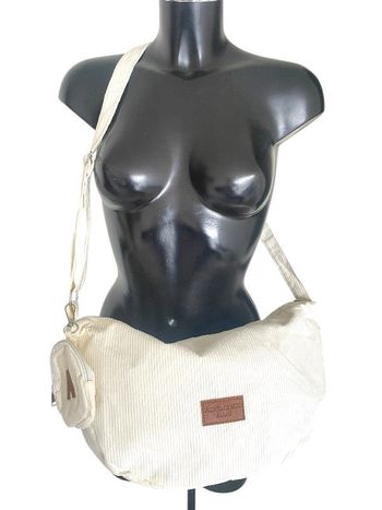 Sac à bandoulière en velours côtelé avec porte monnaie