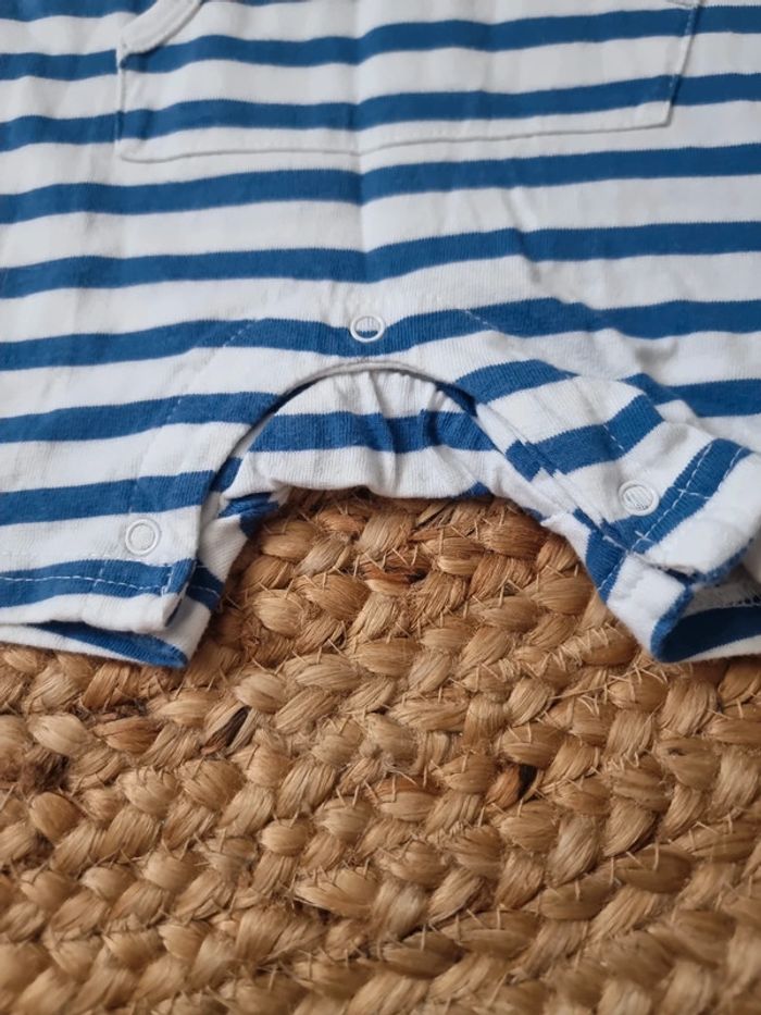 Combishort 6 mois rayé bleu et blanc brioche - photo numéro 4