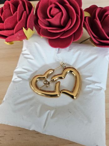 Boucles d'oreilles cœurs ouvertes, acier inoxydable
