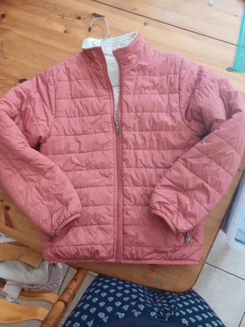 Manteau réversible beige et bois de rose
