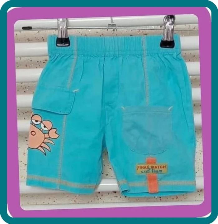 Short turquoise motif crabe Taille 6 mois - photo numéro 2
