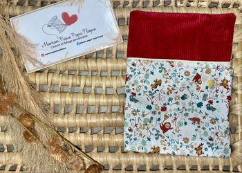 Protège carnet de santé en velours et tissu à motifs