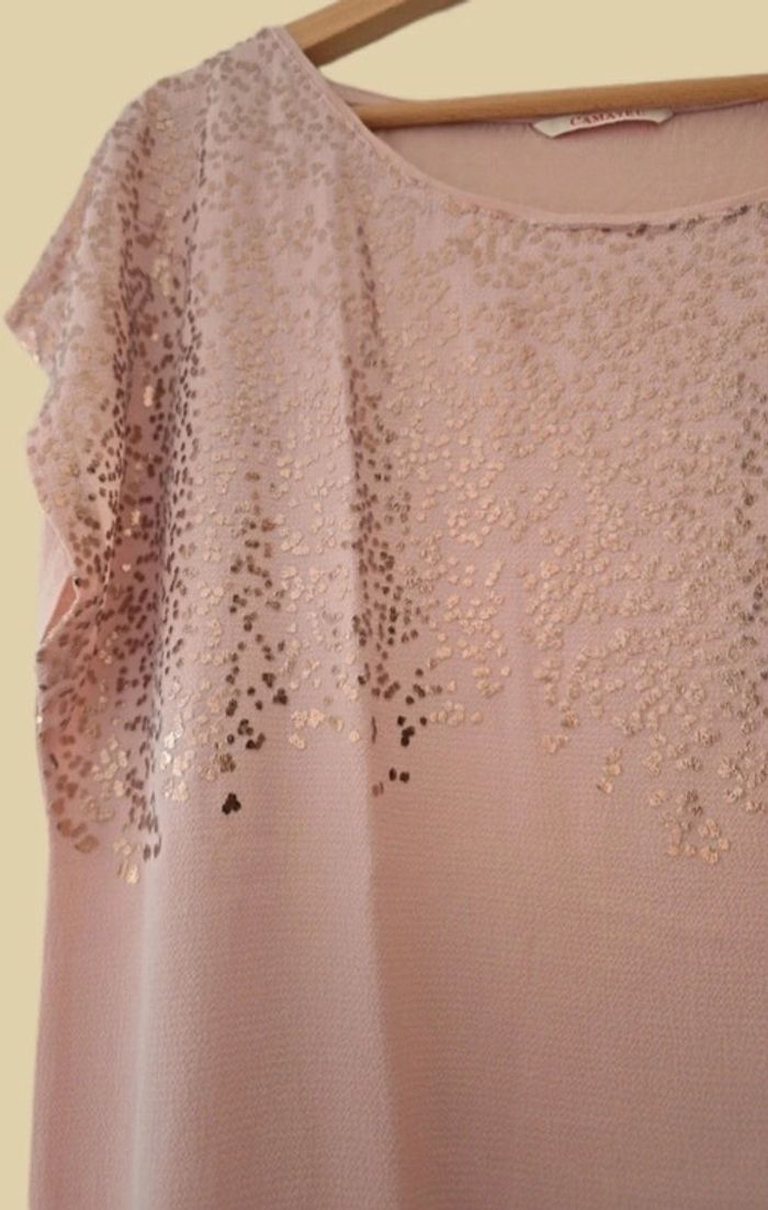 Jolie blouse à sequins. Taille XL. Camaïeu. - photo numéro 2