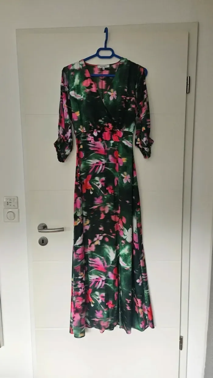 Robe longue vert multicolore, taille 36, Morgan