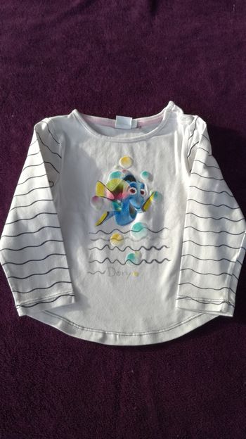 Tee-shirt manches longues blanc dory 23 mois fille Disney