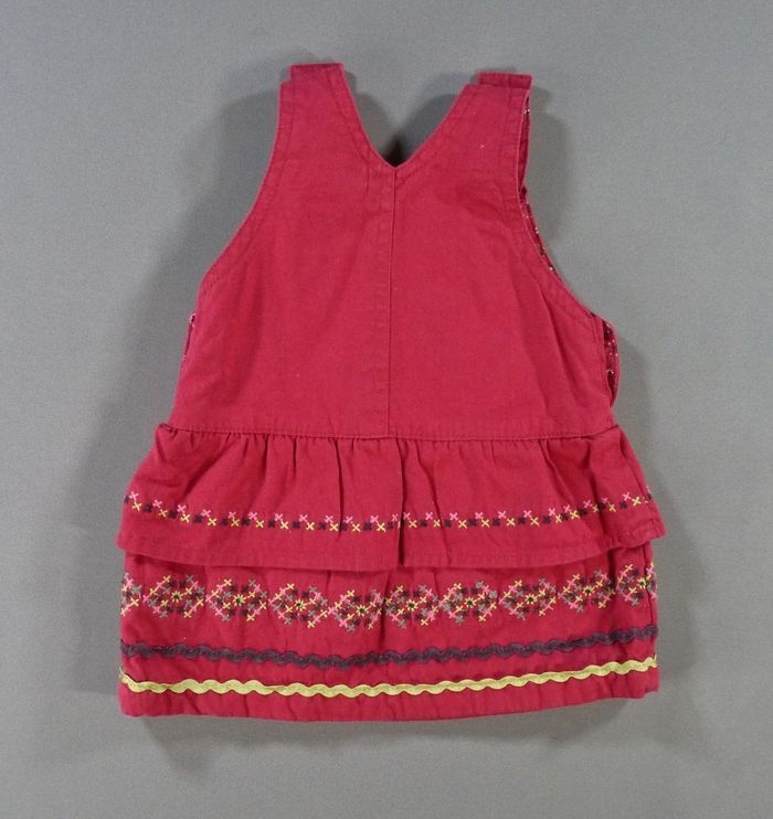 Robe salopette toile rose fleurs tape À L'oeil 0 mois 50 cm fille - photo numéro 4