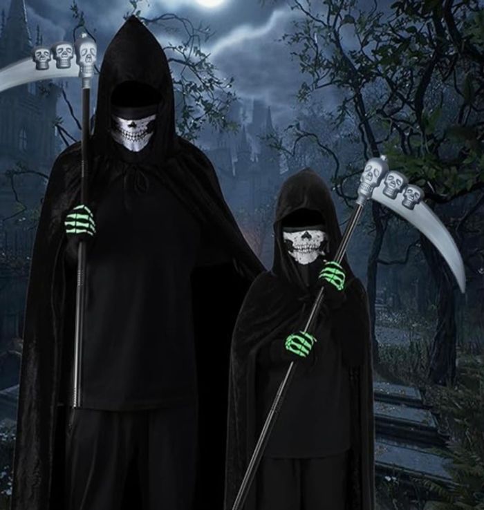 Costume adulte ado cape faucheuse Halloween - photo numéro 5