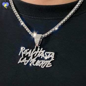 Ensemble Chaîne de Tennis sertie de zirconium + pendentif Real Hasta La Muerté
