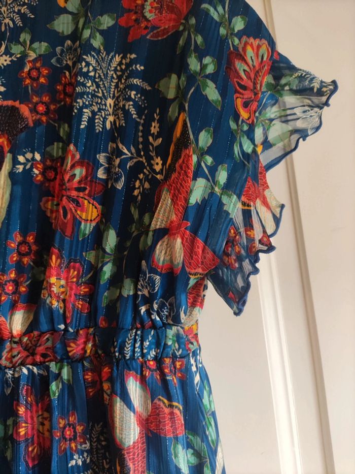 Robe bleue scintillante motifs nature - photo numéro 4