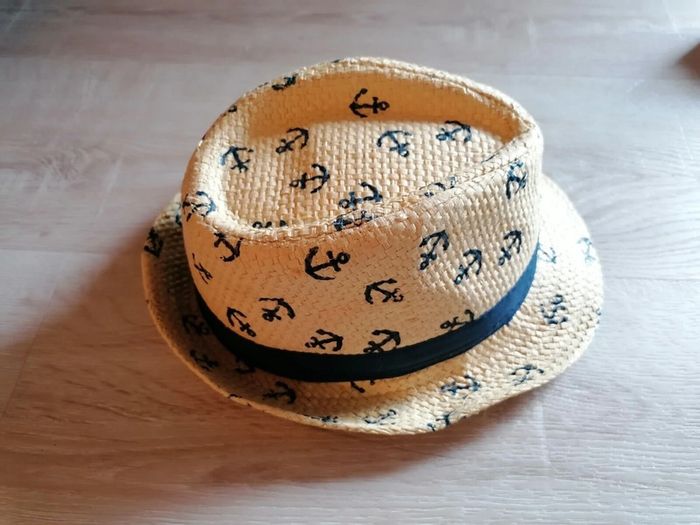 Chapeau de paille encre marine 52cm - photo numéro 2