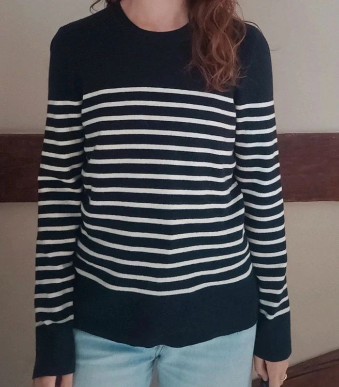 Pull marinière marine blanc laine Cyrillus - photo numéro 2