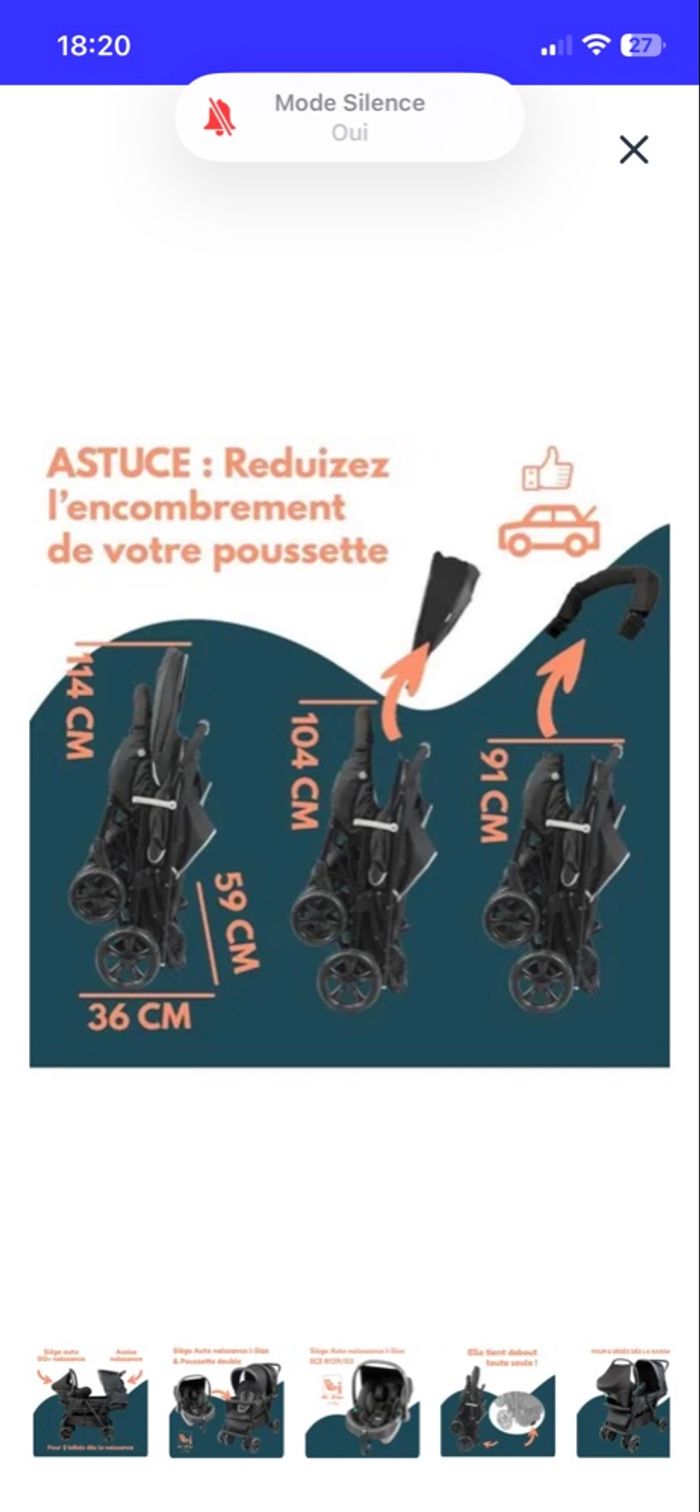 Poussette double + habillage de pluie - photo numéro 4