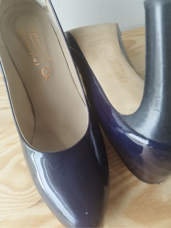 Escarpins cuir vernis bleu marine - photo numéro 4