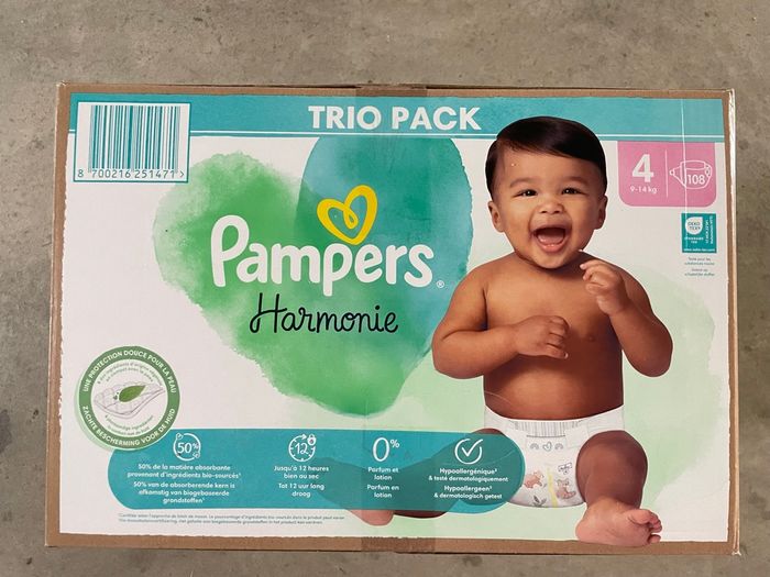 108 couches Pampers Harmonie T4 (9 à 14 kg) - photo numéro 3