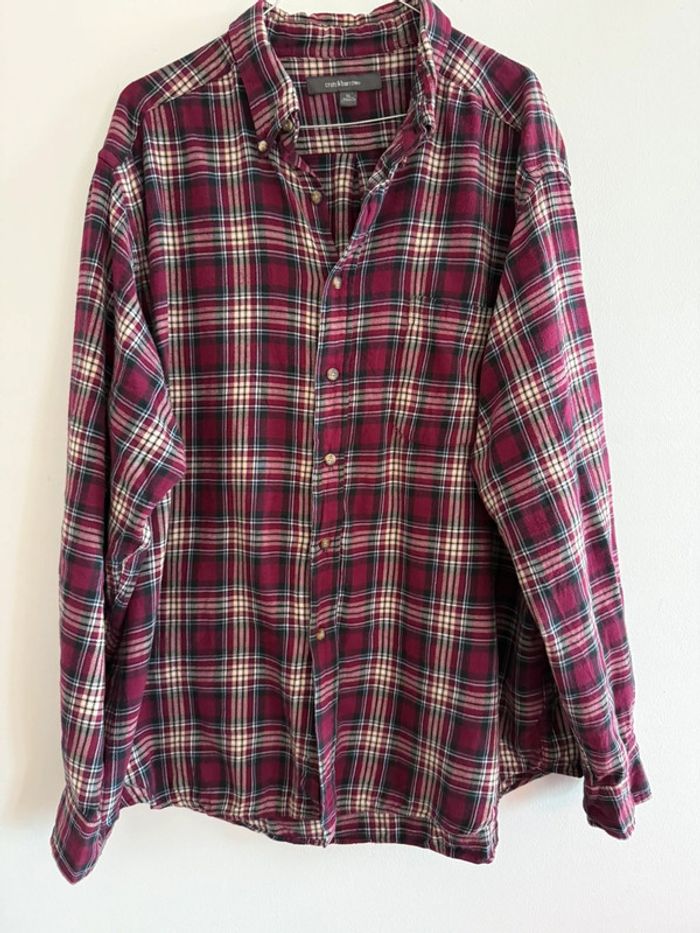 Chemise / Surchemise Croft & Barrow taille XL coton / flanelle couleur bordeaux beige & gris - photo numéro 2