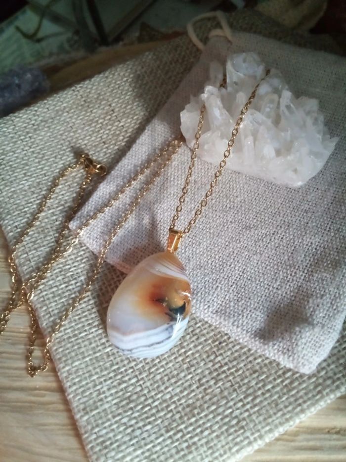 Collier pendentif en pierre d'agate Sardonyx - photo numéro 2